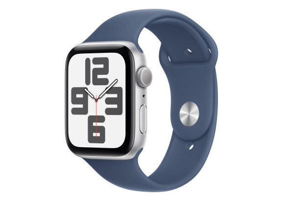 Apple Watch SE 2024 40mm Silver Aluminium Case, Sport Band (Denim) S/M